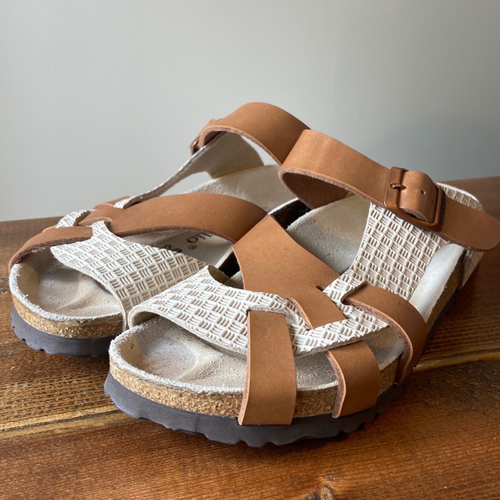 Brown Sandals with Cream Accents
